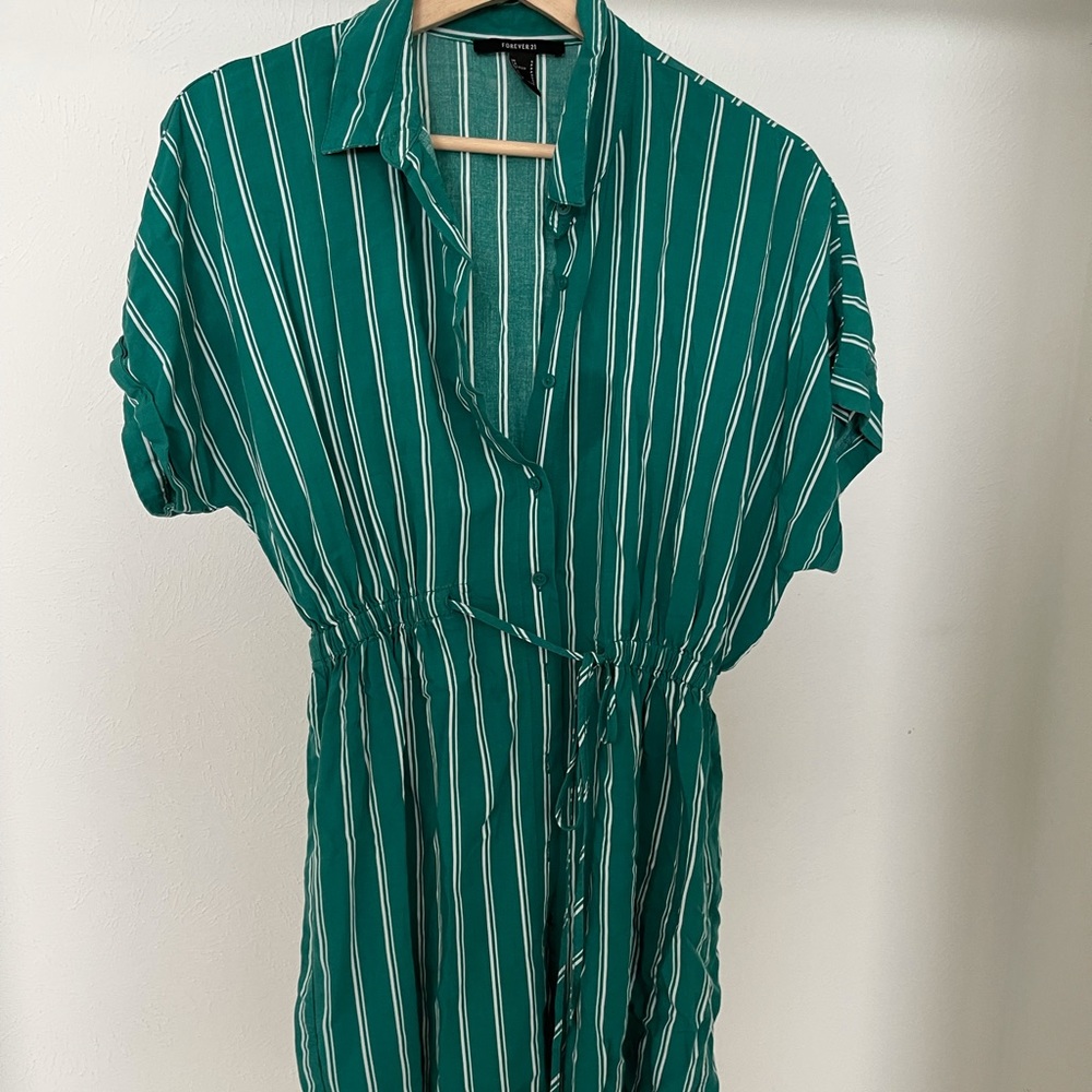Forever 21 green with white stripes dress